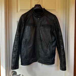 Wilson’s Leather Vintage Thermal Black Moto Biker Cafe Racer Jacket Men’s S